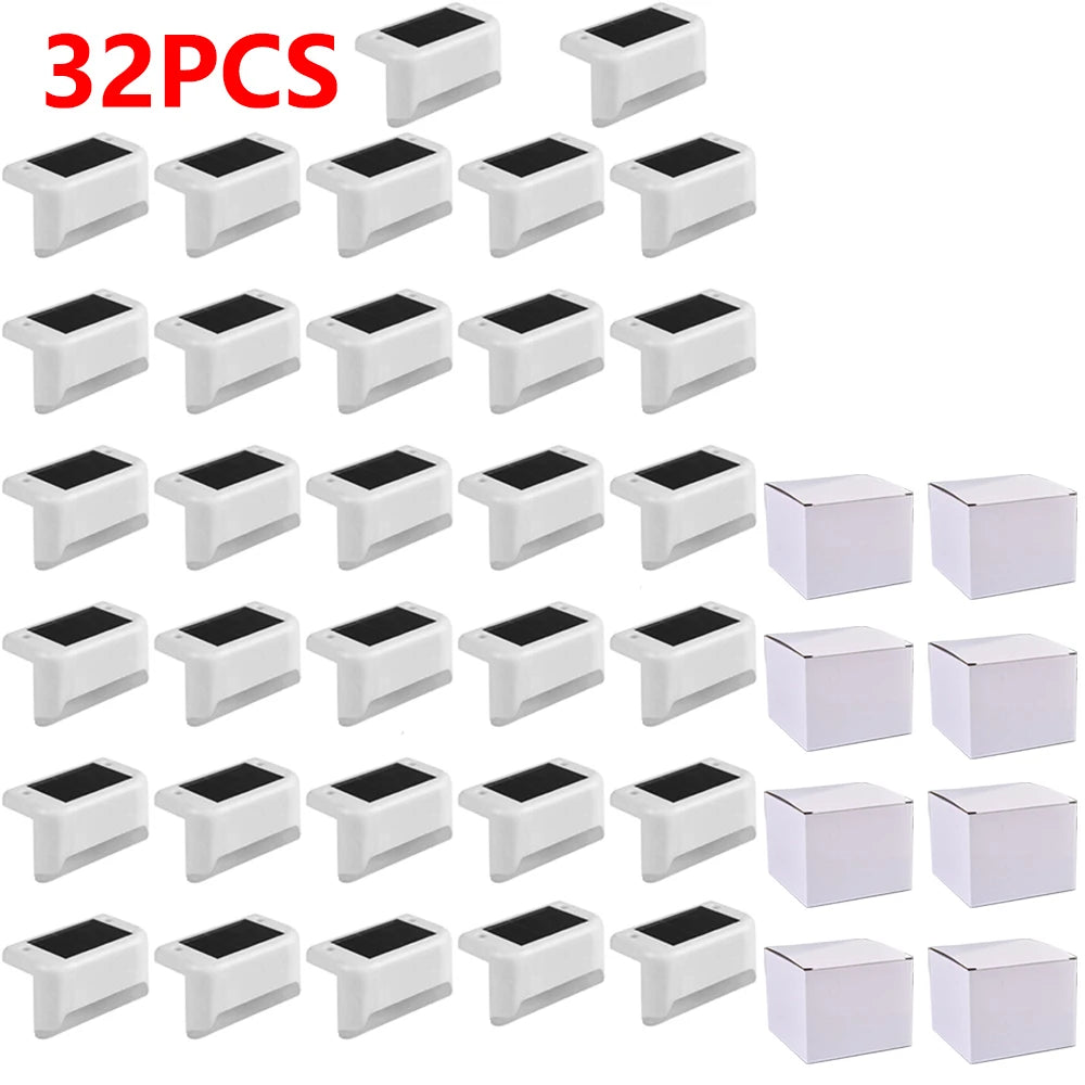 Warm White LED Solar Step Lamp Path Stair Outdoor Garden Lights Waterproof Balcony Light Decoration for Patio Stair Fence Light