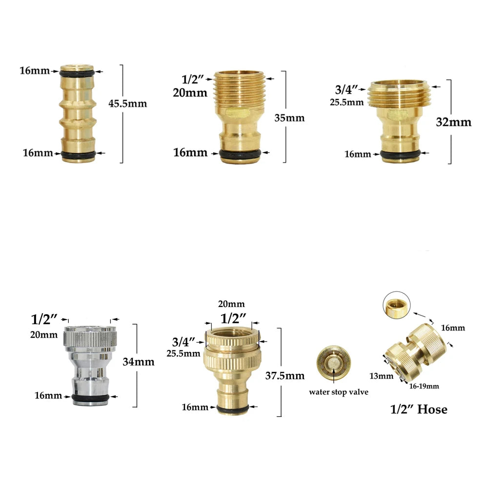 1/2'' 5/8" 3/4'' 1'' Brass Hose Quick Connector Wa - Garden Supply from TinyRootsGrow