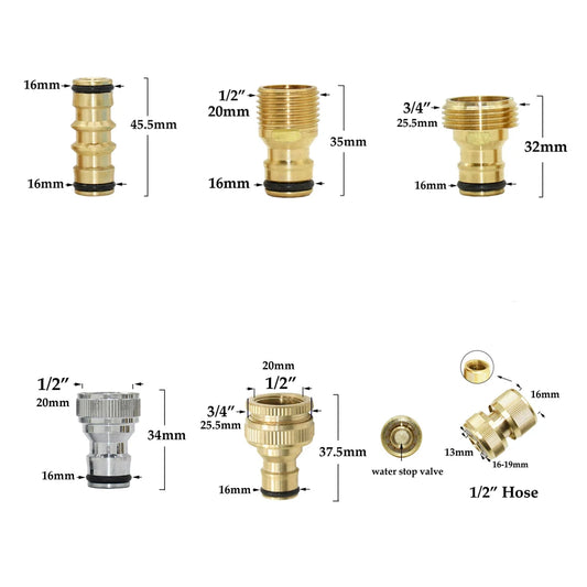1/2'' 5/8" 3/4'' 1'' Brass Hose Quick Connector Wa - Garden Supply from TinyRootsGrow
