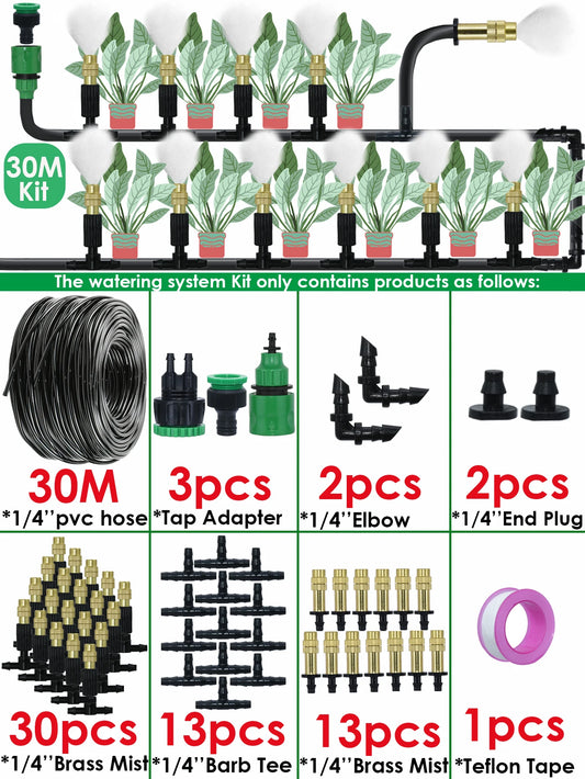 KESLA Greenhouse 5-30M Outdoor 1/4 Brass Atomizer Misting Cooling System Garden Irrigation Watering Nozzles 4/7mm Hose for Patio