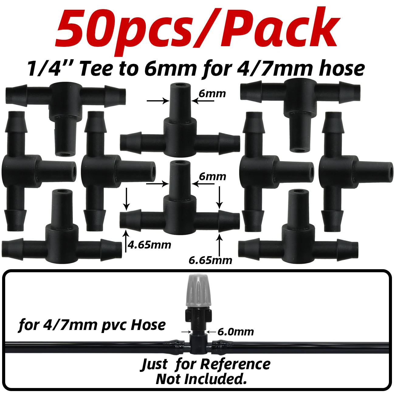 50pcs Barbed Connectors Irrigation Fittings Drip Irrigation Barbed Connectors 4/7mm Tubing Fittings for Flower Pot Garden Lawn 5