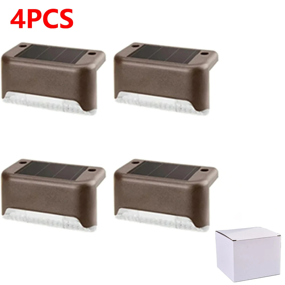 Warm White LED Solar Step Lamp Path Stair Outdoor Garden Lights Waterproof Balcony Light Decoration for Patio Stair Fence Light