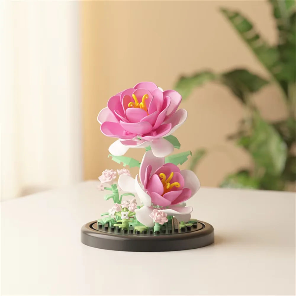 Eternal Flower Bouquet Bonsai Potted Plant Micro Building Blocks Model Home Decoration Toy For Kid Birthday Gift